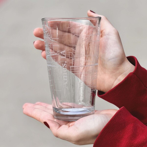 Ames IA Street Map Engraved Pint Glass